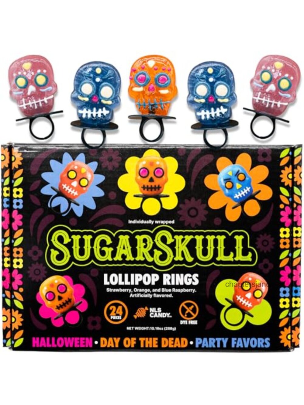 Halloween Sugar Skull Lollipop Rings 24 Pack Party Favors